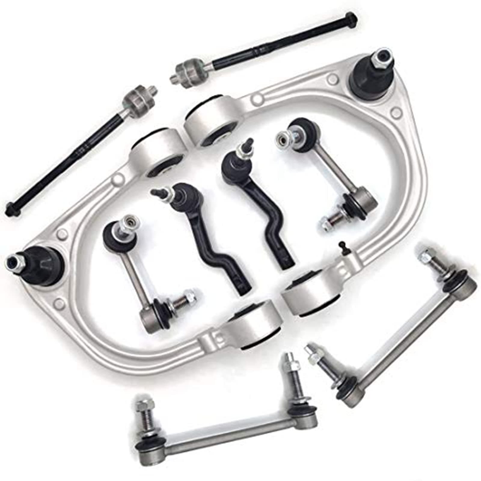 10 Pcs Suspension Kit Front Upper Control Arms w/Ball Joints Stabilizer Sway BarTie Rods End Links Replacement for Cadillac CTS 2008-2014 (RWD 2WD)