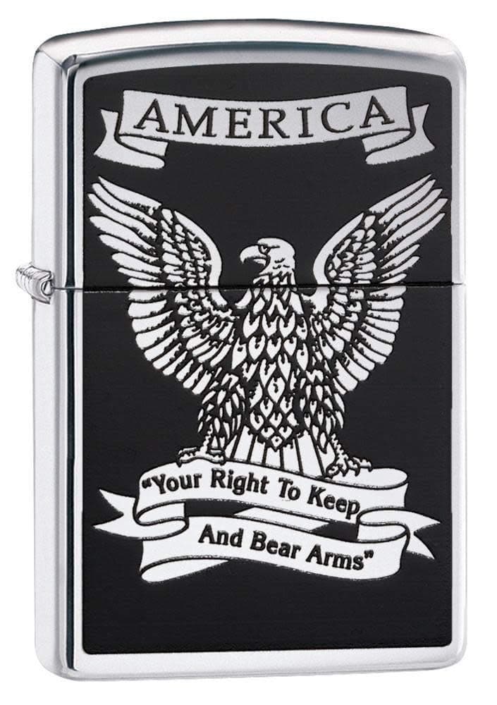 Zippo Eagles Dare Pocket Lighter - Refillable Flip-Top Windproof Lighters - Fierce Soaring Eagle Patriotic Design Pocket Lighters - Luxury Metal Lighter Made in USA