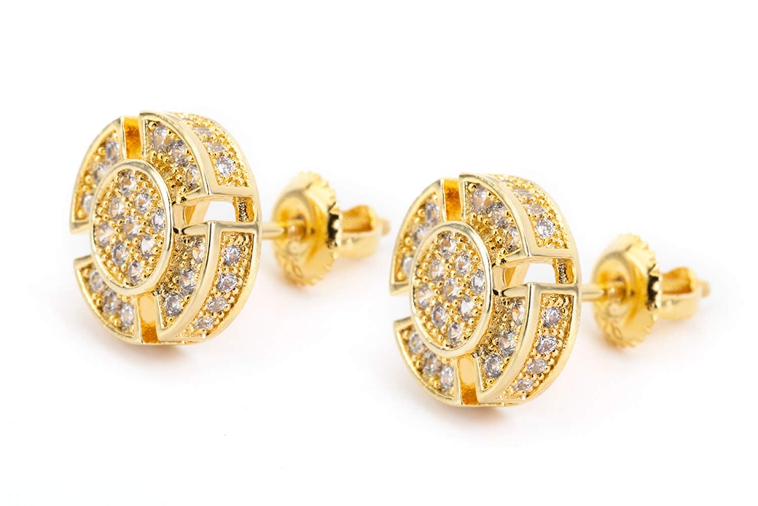 BBLIced Out Stud Earrings for Women Men Screw-Back Stud Earrings S925 Sterling Silver Hypoallergenic CZ Heart Stud Earrings 18k Gold Plated Aretes Para Hombre Hi Hop Ear Studs for Girls Womens Jewelry