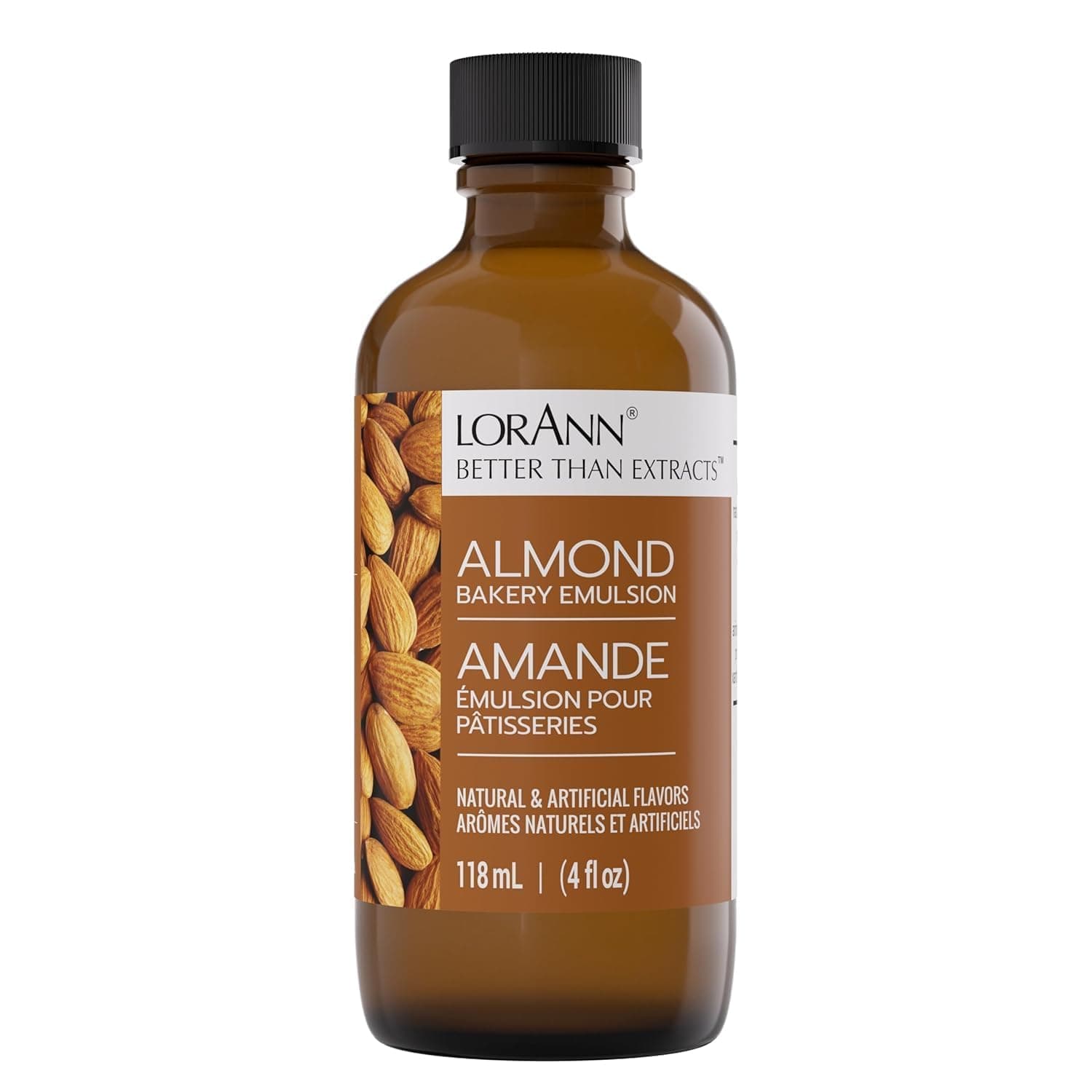 LorAnn Oils Almond Bakery Emulsion: True Essence, Ideal for Boosting Fruit Tones in Cakes, Cookies & Desserts, Gluten-Free, Keto-Friendly, Extract Substitute Essential for Your Kitchen, 4 Oz