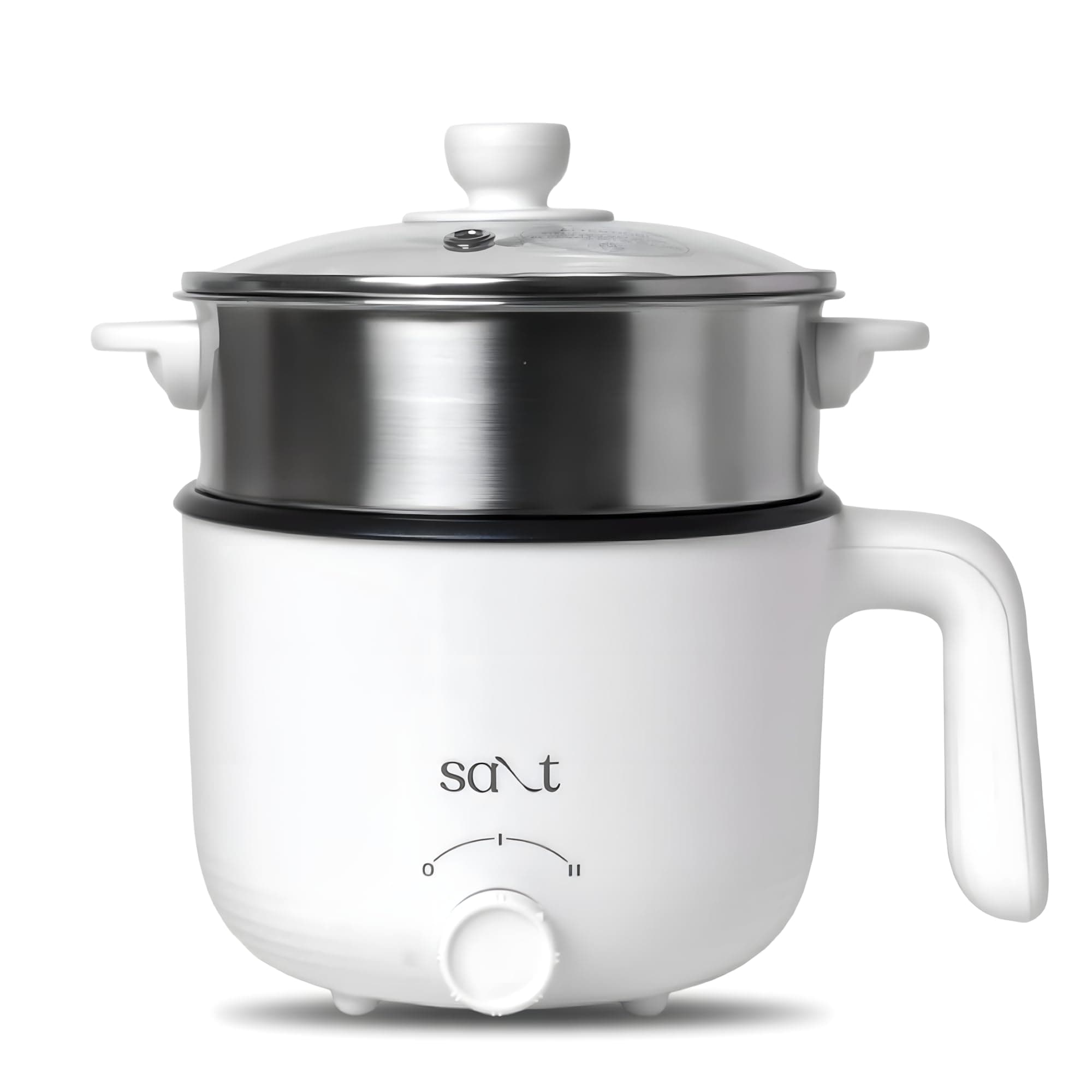 Salt FlexiCook Pro Multipurpose Kettle | Food Grade Non-Stick Coating | Boil, Steam, Saute, Fry | Water, Tea, Soup, Eggs, Noodles, Rice | Steamer & Egg Boiler Tray | 600W, 2 Power Mode | 1.2L (White)