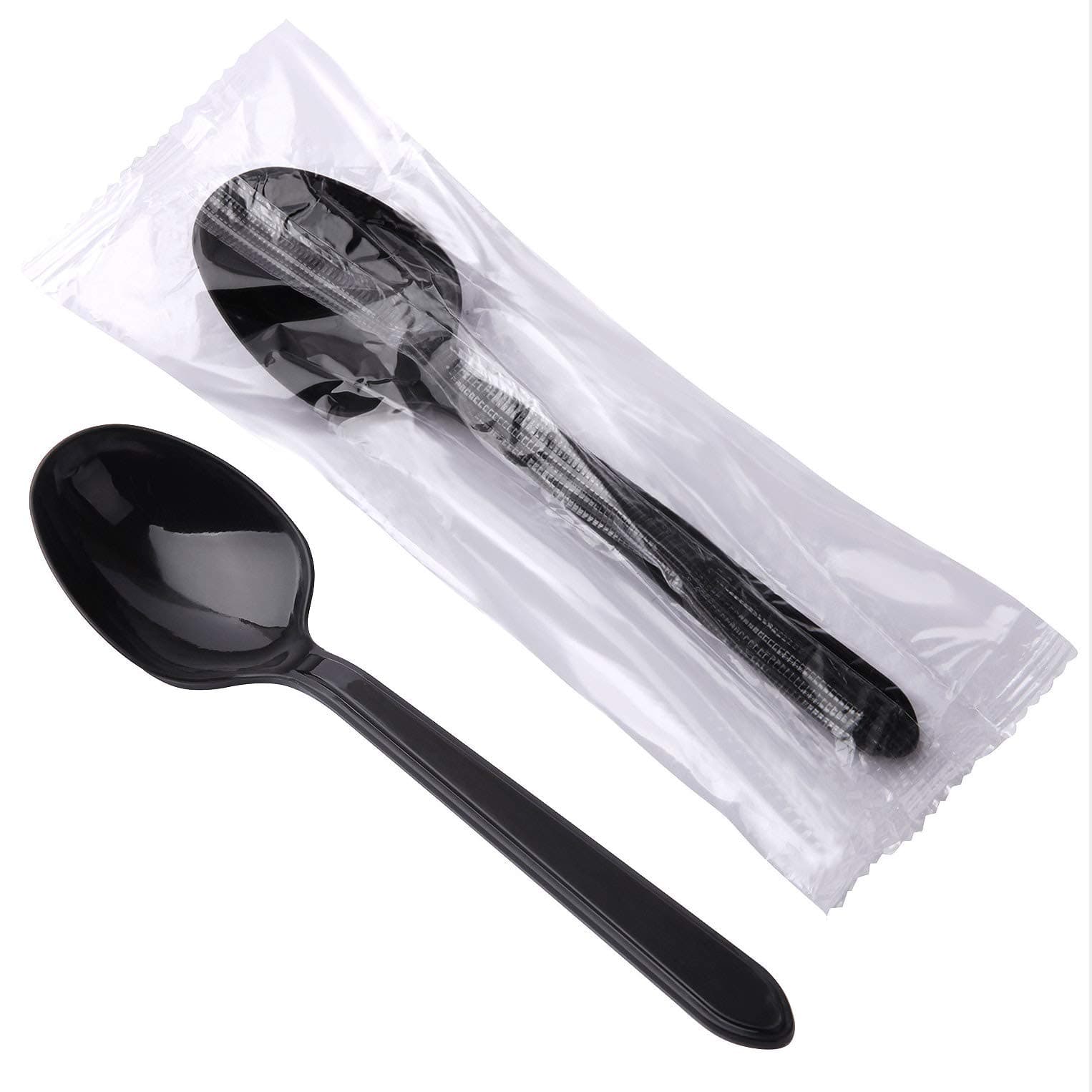 Plastic Spoons Individually Wrapped, 100pcs Heavy Duty Disposable Spoons Bulk - Ideal for Parties, Restaurants, Travel & Takeout