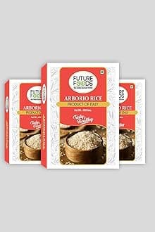 Future Foods Arborio Rice | Fat Free | Creamy Texture & Nutty Aroma | | Rich in Vitamin & Minerals | Product of Italy | Use to make Rissotto (Pack of 3), 450 gram