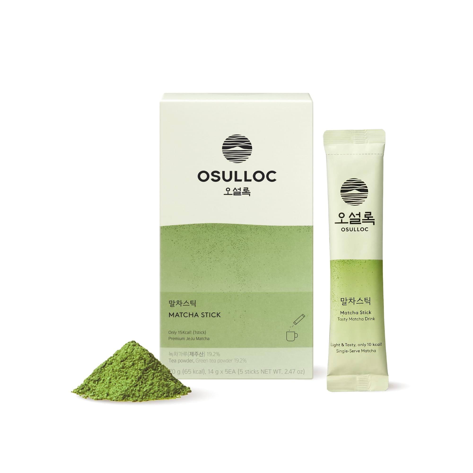 Osulloc Matcha Powder Stick (5ea, 2.4oz), Single serve stick packs, Farm Direct from Jeju Island, Perfect for Matcha Latte
