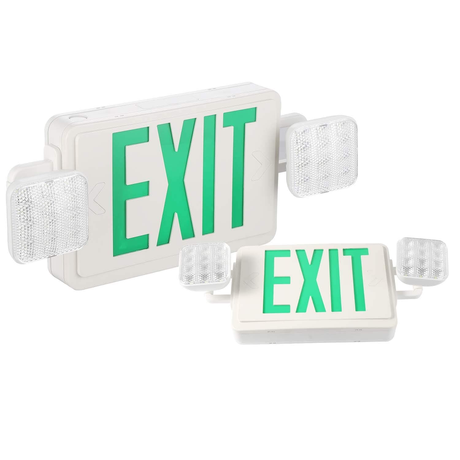 SPECTSUN 2 Packs Exit Sign with Emergency Lights, LED Emergency Exit Light with Battery Backup, UL Listed, AC 120/277V, Commercial Emergency Lights Combo for Business.