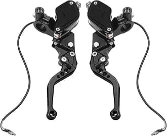 Motorcycle Brake Clutch Pump Lever with Dual Hydraulic Master Cylinder Reservoir Set 7/8" 22mm Piston Universal CNC Compatible with Honda Yamaha Kawasaki Suzuki (Black)