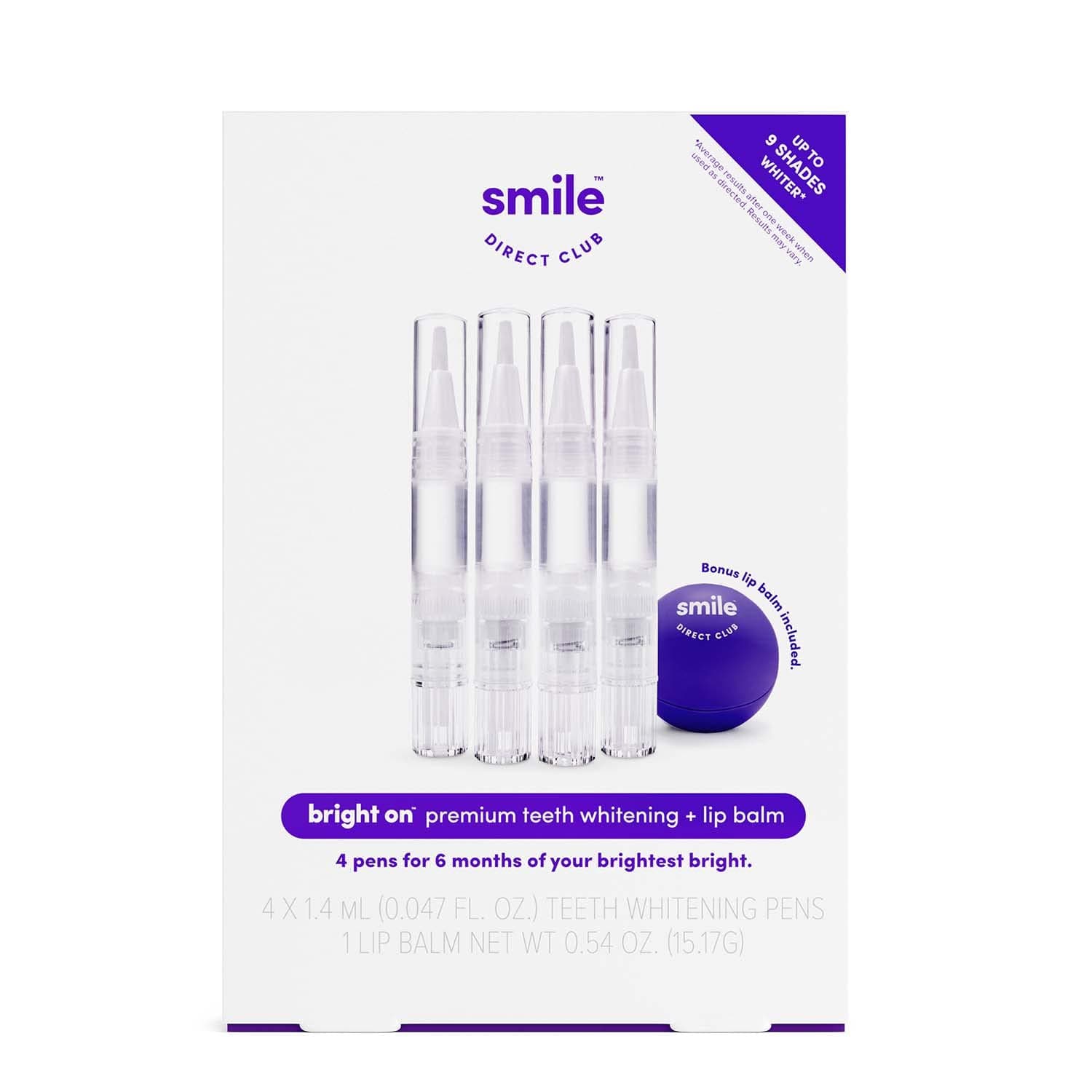 Teeth Whitening Kit with Lip Balm - 4 Pack 1.4ml Gel Pens - Professional Strength Hydrogen Peroxide