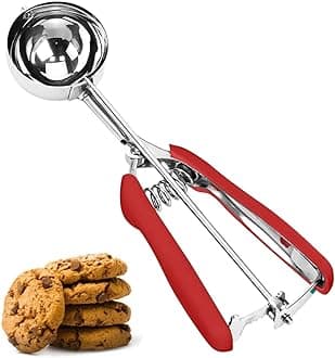 Cookie Scoop, 18/8 Stainless Steel Cookie Scooper, Cookie Scoops for Baking, 3Tbsp/45ml/1.5oz Cookie Dough Scoop, Ice Cream Scooper with Trigger Release, Cookie Scooper for Baking (Red)…