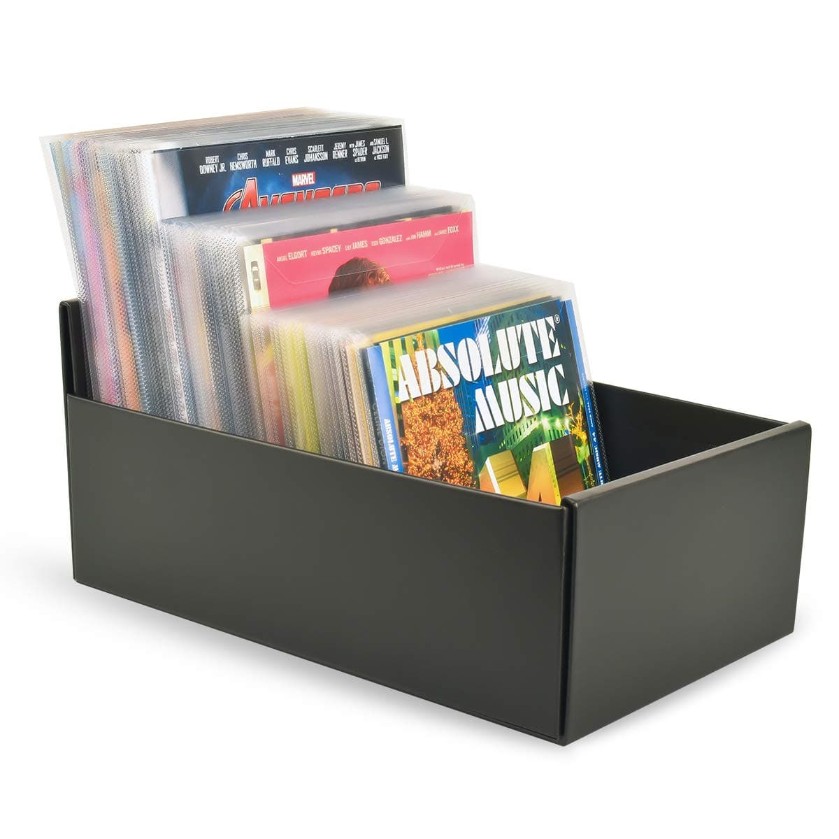 Djois 3L DVD/CD/Blu Ray Storage Box For Sleeves - Boxes For DVD Sleeve and CD Pocket Storage - Black - 10290