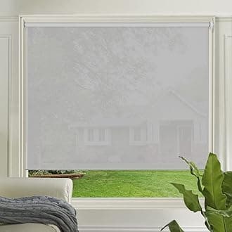 LETAU Solar Cordless Window Shades Blinds, Upgrade Light Filtering UV Protection, Flame Retardant, Water Proof, Light Grey, Window Roller Shades