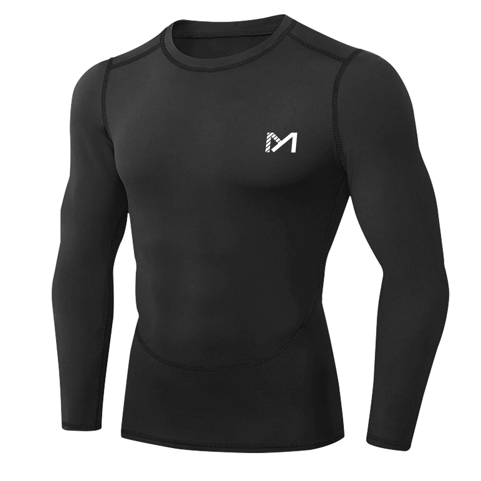 Men's Compression Shirt, Base Layer Top Long/Short Sleeve T-Shirt Sports Gear Fitness Tights for Running Gym Workout