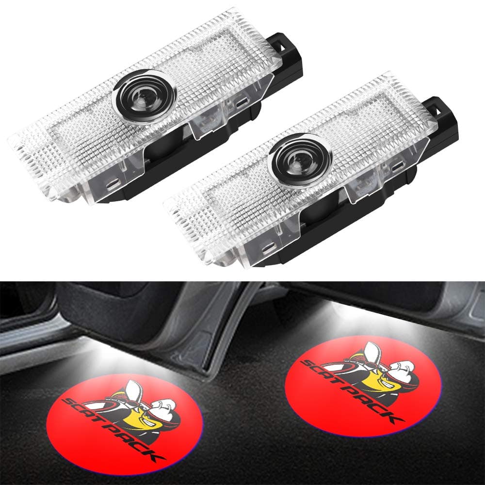 CHANONE LED Car Door Logo Dodge Challenger Projector Ghost Shadow Courtesy Light Welcome Light for Dodge Challenger Scat Pack RT SRT SXT GT SE (2 Pack)