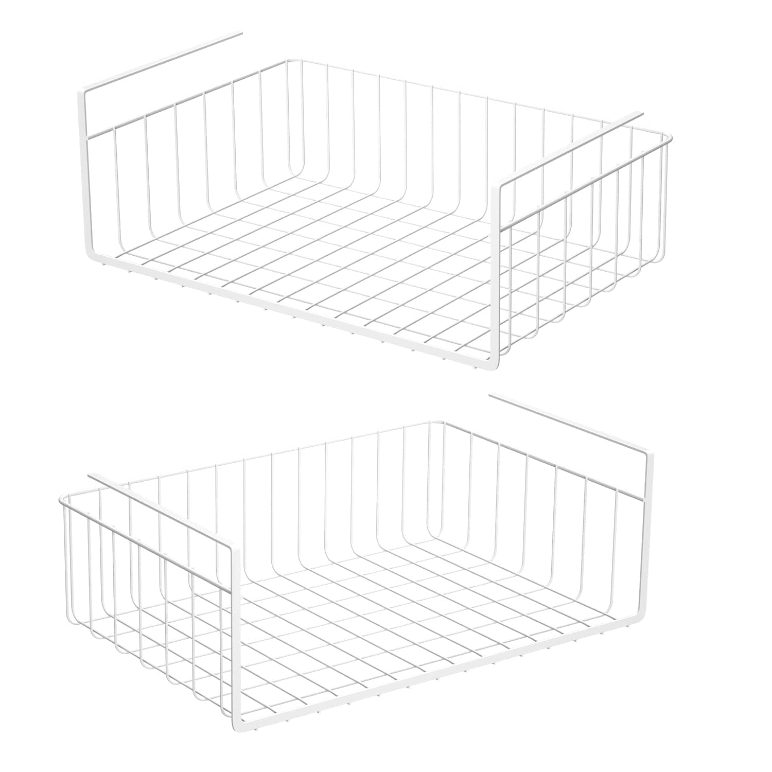 SHAFIRE 2Pcs Under Shelf Rack For Kitchen,Used Under The Cabinet Storage Organizer For Kitchen,Metal Kitchen Organizers(Silver)