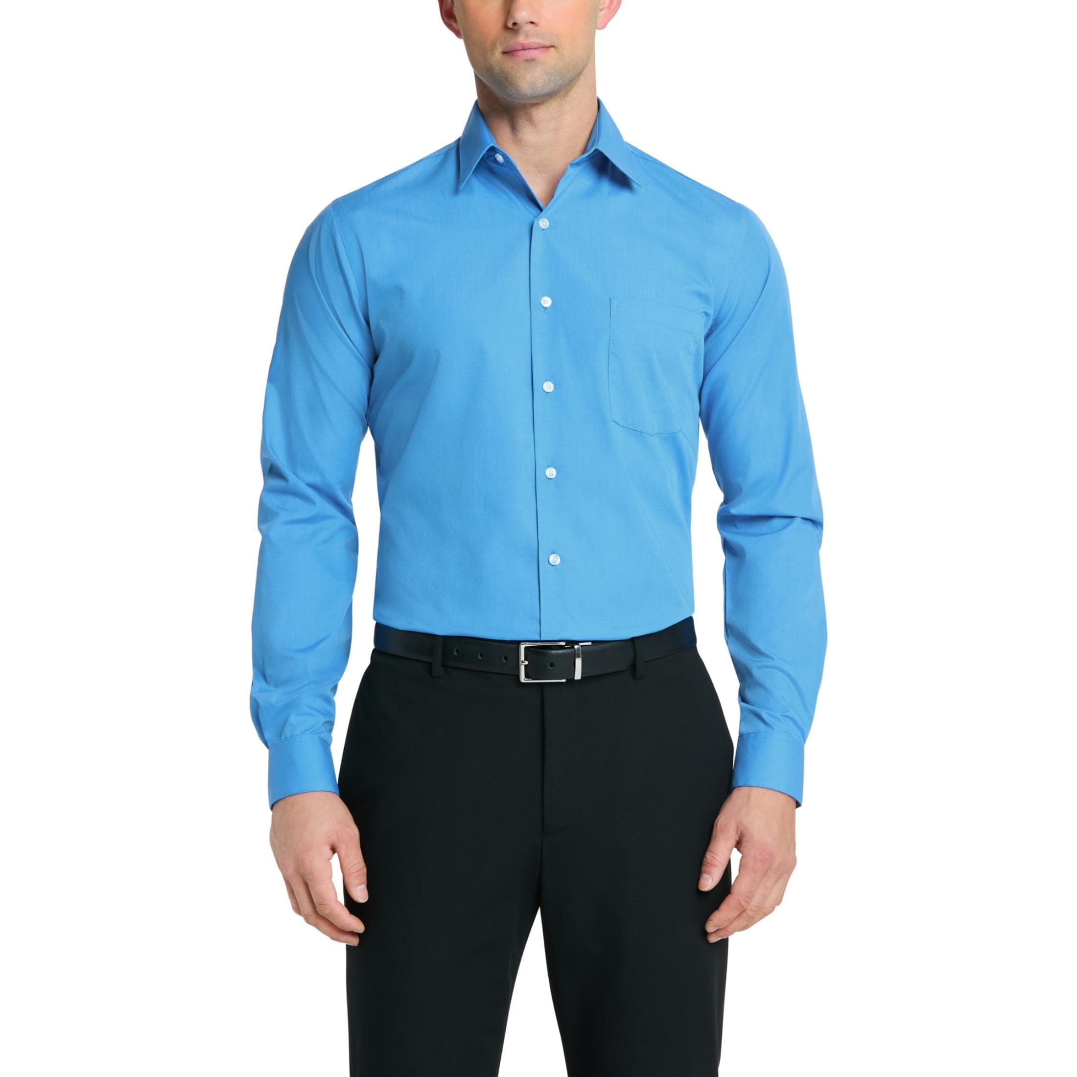 Van Heusen Mens Poplin Regular Fit Solid Point Collar Dress Shirt (pack of 1)