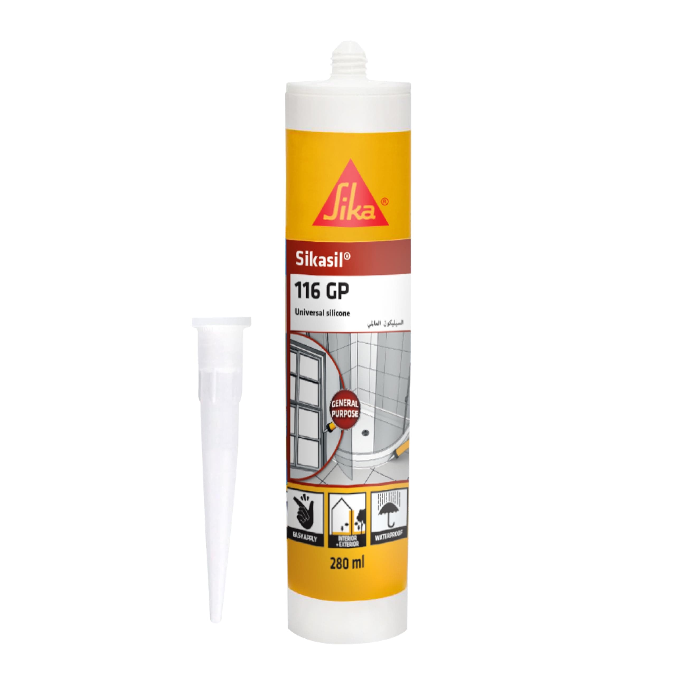 SIKA - Universal Multipurpose Silicone Sealant For Glazing And Weatherproofing - Sikasil-116 Gp White - Acetoxy Cure - 280ml Cartridge