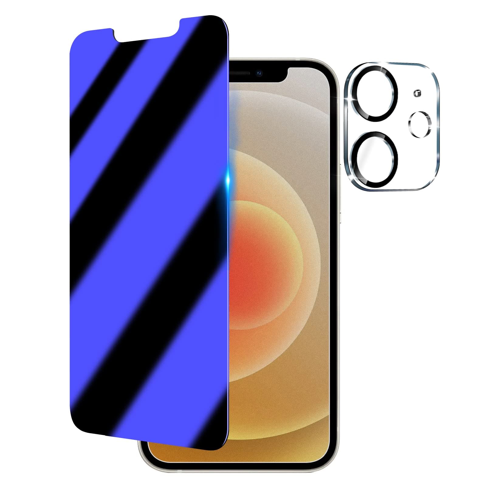 SZLHLTDAnti Blue Light Privacy Screen Protector for iPhone 12 with Camera Lens Protector, Blue Light Blocking Eye Protection 9H Tempered Glass, Anti Glare Anti-Fingerprint Smooth Matte Film, 6.1 Inch