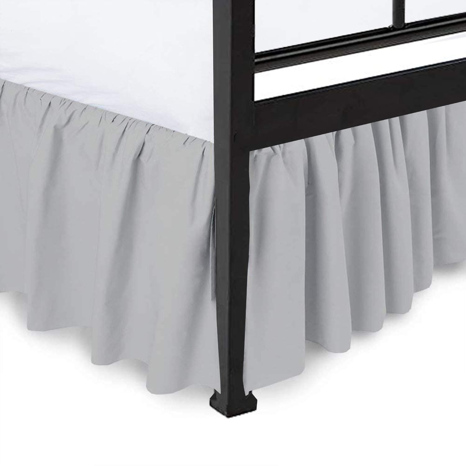 Ruffled Bed Skirt Split Corners Ultrasoft Poly Cotton/Microfiber Upto 21" Drop Expertise Tailored Fit Wrinkle Free Bed Skirt Dust Ruffle (King-Light Grey)(Available in All Bed Sizes and 10 Colors)