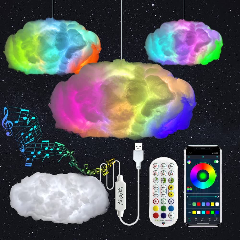 3D Big Cloud Lightning Light Kit Decorations for Adults and Kids Indoor Home Bedroom (USB Plug Model 01)