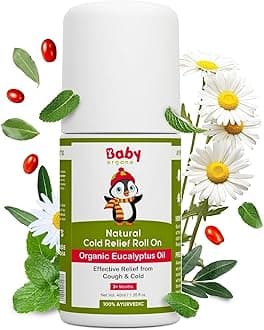 Baby Organo Natural Cold Relief Roll-on for Cold, Cough, Nose Block and Chest Congestion (40ml)