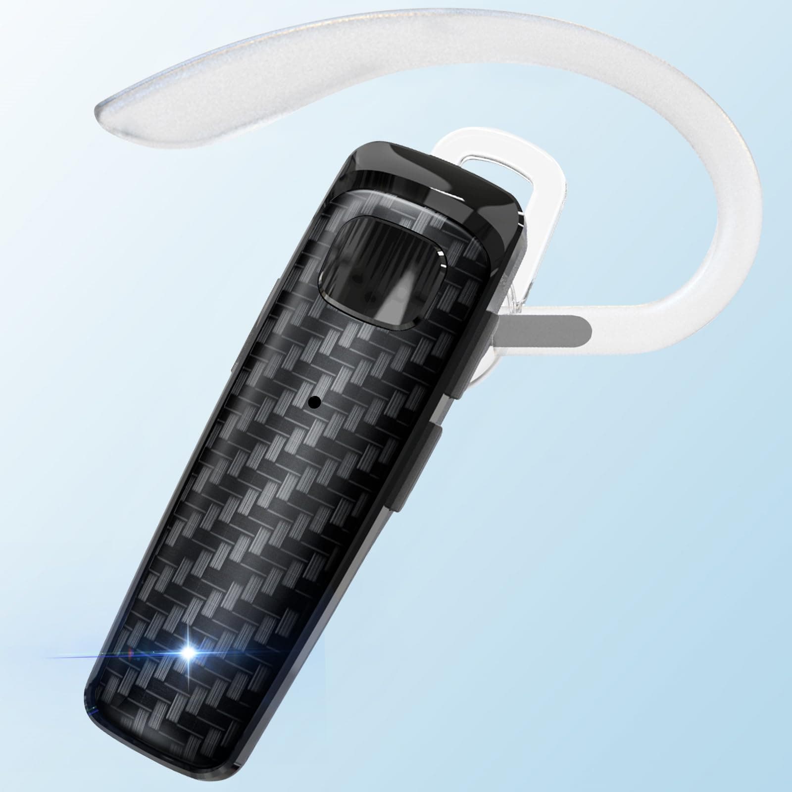 Bluetooth Headset, CVC8.0 Handsfree Bluetooth Earpiece, 16 Hrs Talk Time Noise Cancelling Single Ear Wireless Headset for Office Driving, Compatible with iPhone ＆ Android Samsung Cellphone