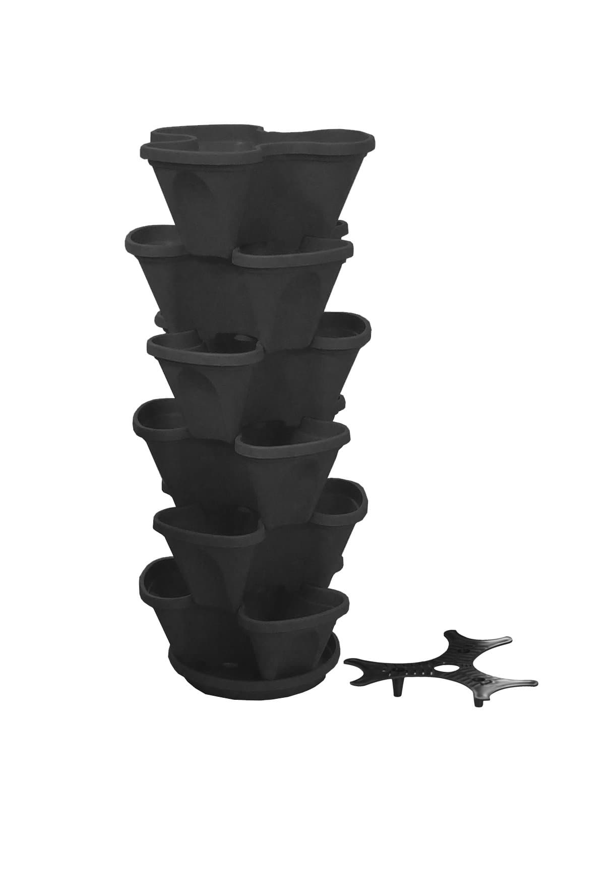 Nancy Janes Stacking Planter, 12-Inch, Black, 6-Pack