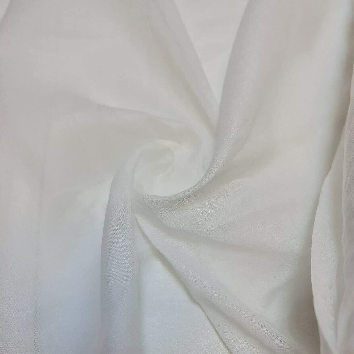 Plain/Solid Dyed 100% Cotton Muslin Fabric (Mulmul/Voile/Cheesecloth) | Soft & Lightweight Dress & Craft Material | 45" (112cm) Wide | Sold Per Meter (Pre-Cut Lengths) (White, 5 Meter)
