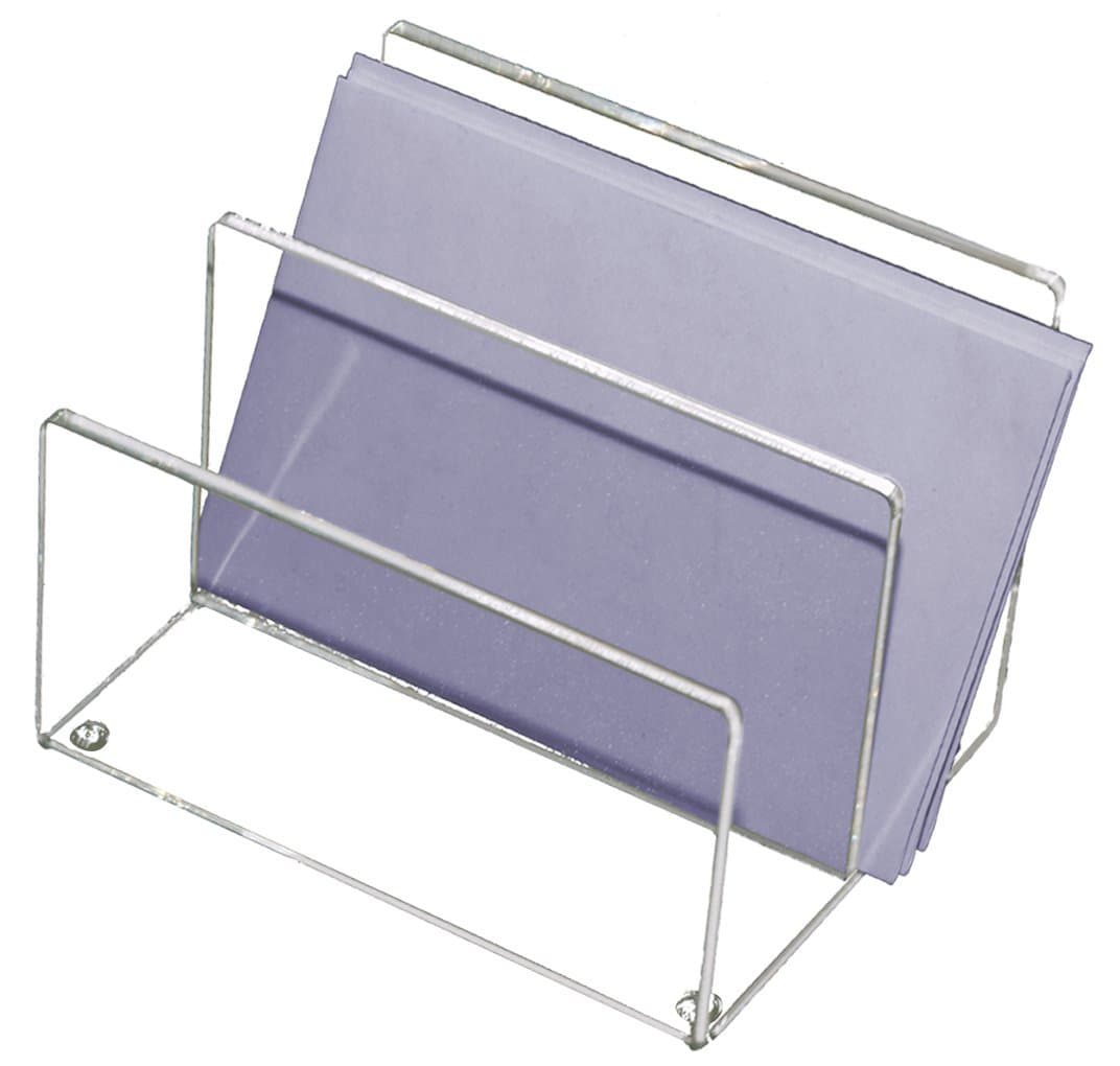 Kantek Clear Acrylic Mini File Sorter, 2 Section File Holder, 6" x 3.8" x 3.9", Desk Organizer, Non-Skid Feet, Desk Accessory