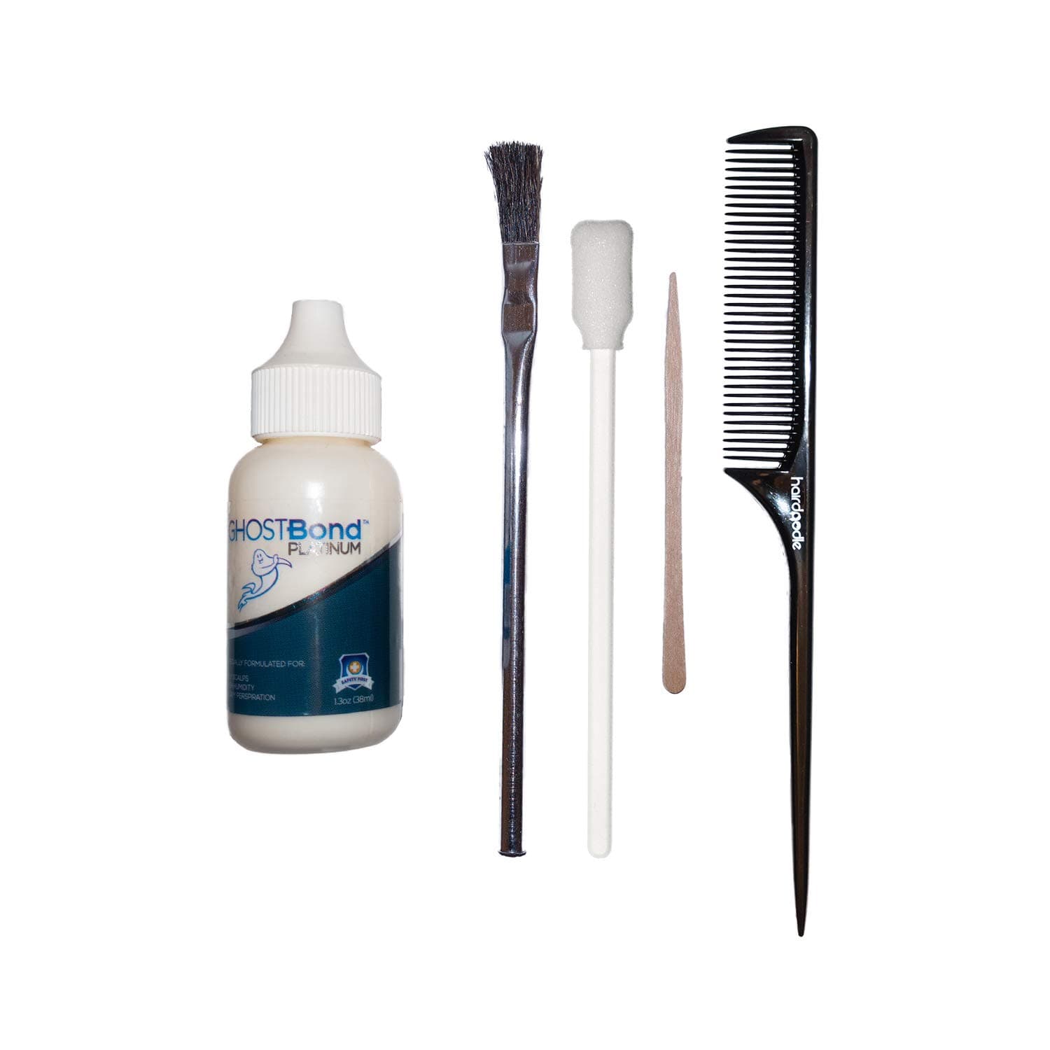 Ghost Bond Platinum 1.3oz Adhesive Brush Rat Tail Comb and Contour Applicator Ultimate Bundle