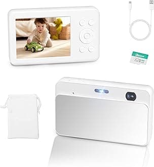 MUTRAIN Slide Open Digital Point and Shoot Pocket Camera with Mirror, Y2K 1080P Photography Practice, White, X10, 32G…