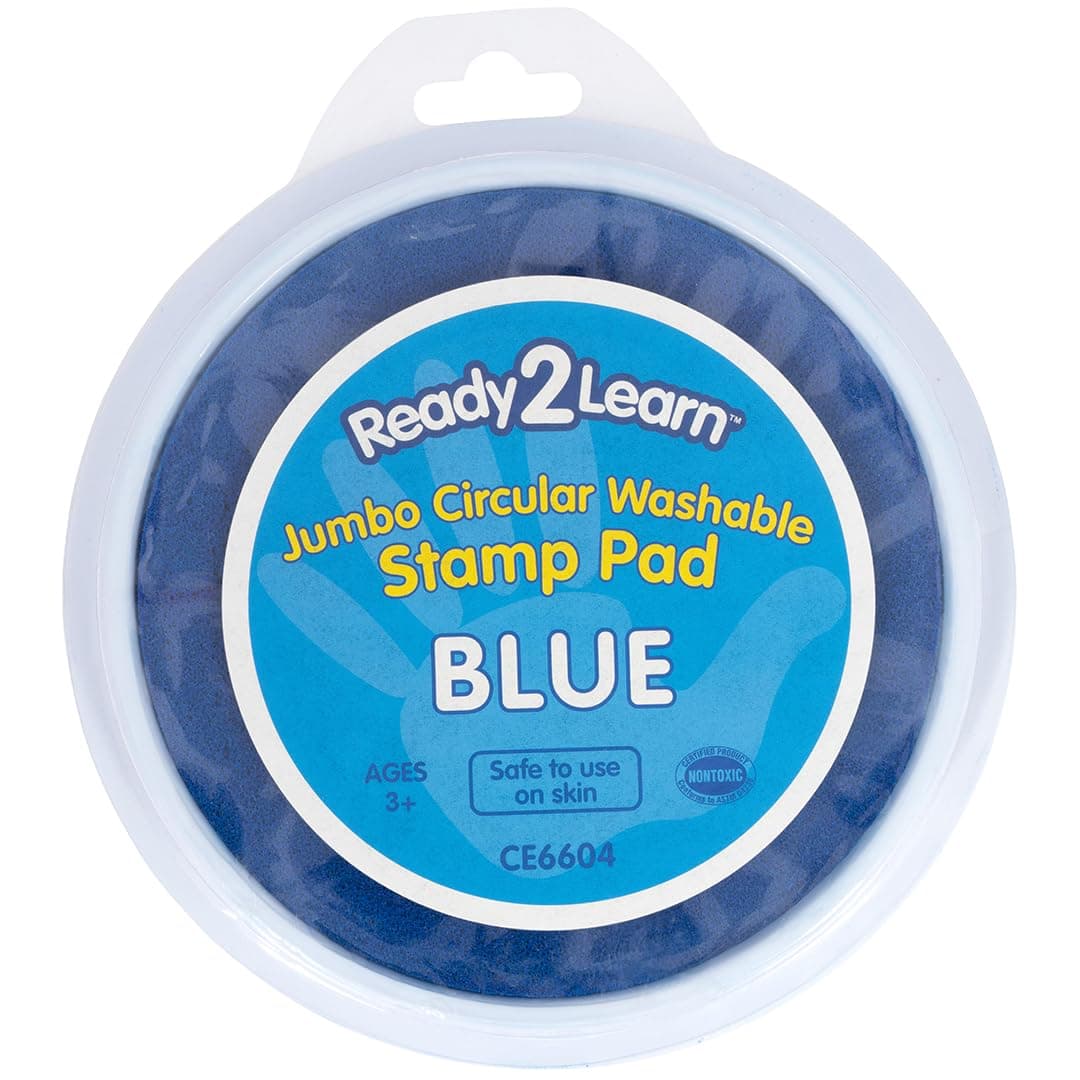 Jumbo Circular Washable Stamp Pad - Blue - 5.75" dia. - Non-Toxic - Fade Resistant - Ideal Size for Handprints and Footprints