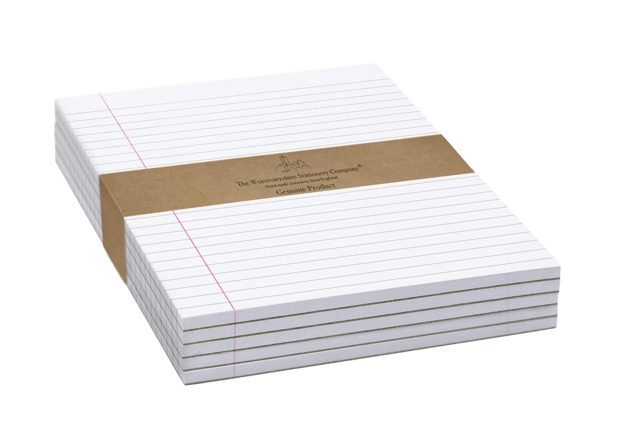 A5 lined note pad, pack of 5 (Lined with margin)