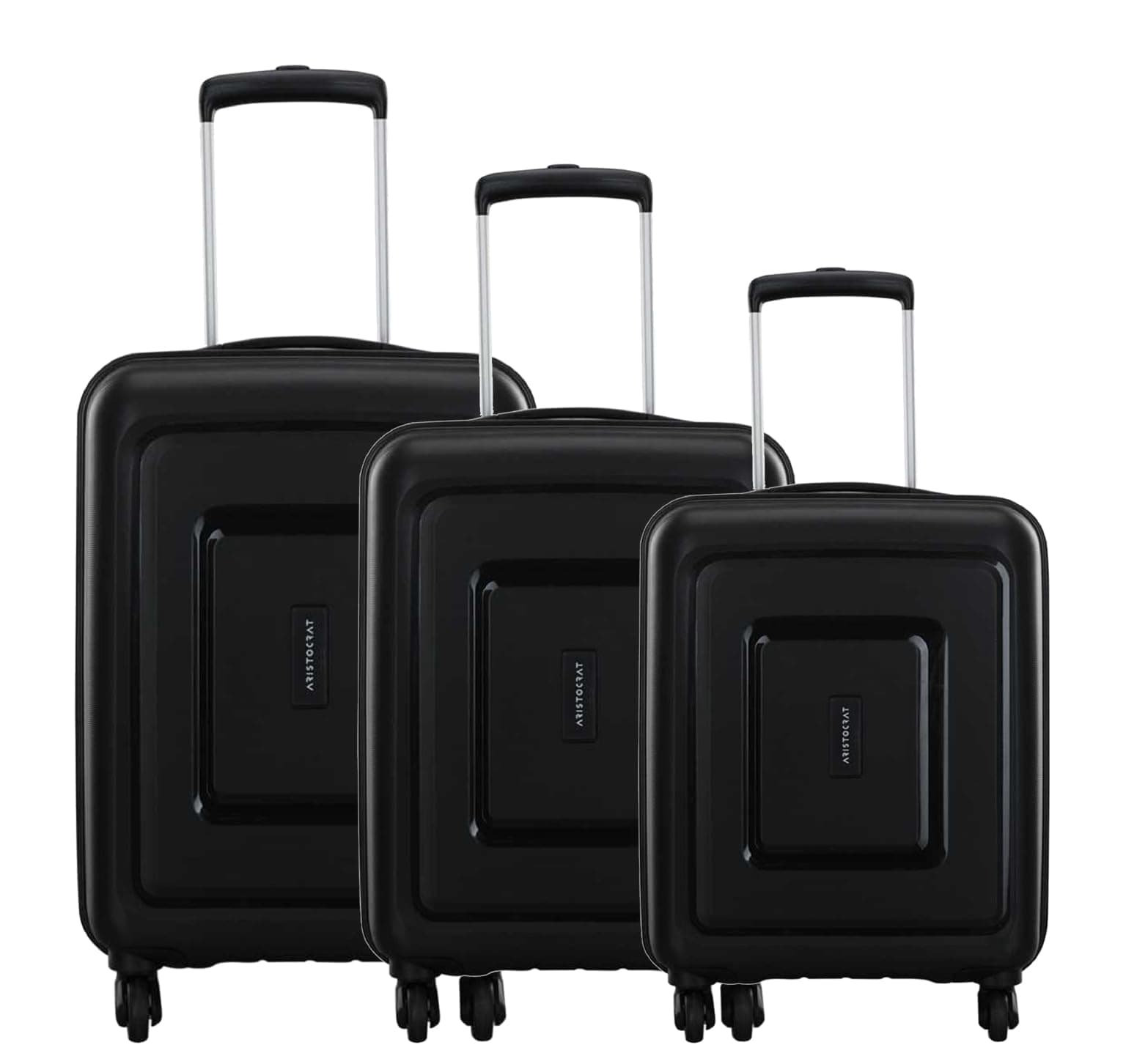 VIPAristocrat 3 Pc Set Cabin 55 Cm (Small),65 Cm (Medium),75 Cm (Large) 4 Spinner Wheels Trolley,Hard Case Lightweight Bag & Combination Lock Suitcase With 7 Years International Warranty (Black)