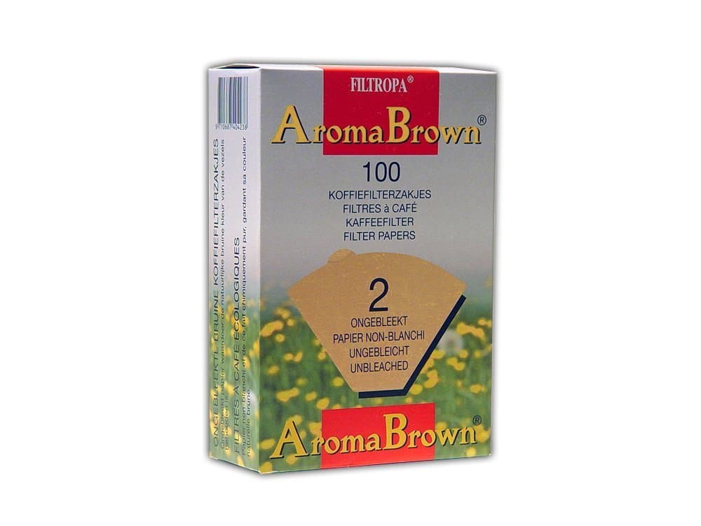 Filtropa 8720 AromaBrown Unbleached Disposable Coffee Cone, Number 2-Size Filter, Brews 2 to 6-Cups, Box of 100, One