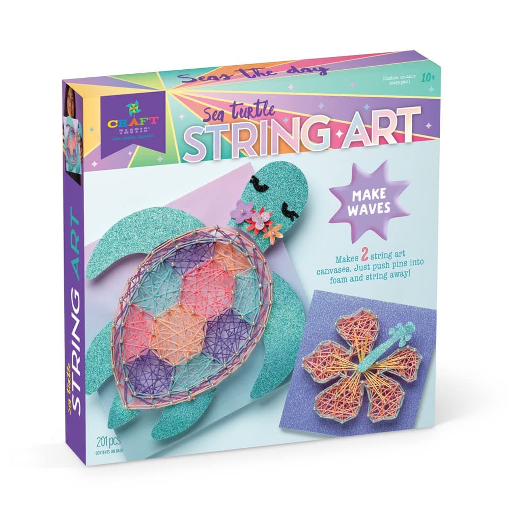 String Art Sea Turtle for 2 Fun Craft Projects — Sea Turtle and Hibiscus Flower — Ages 10+