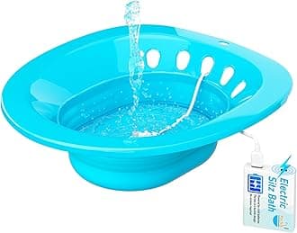 Pochik Sitz Bath, Electric Sitz Bath for Hemorrhoids, Sitz Bath for Toilet Seat, Postpartum Care, Automatic Flushing, Sits Bath Kit for Women, Unisex Sitz Bath Seat for Soak, Collapsible, Deeper Bowl