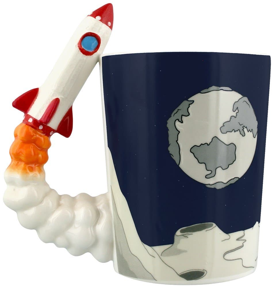 Grindstore Space Rocket Shaped Handle with Planet Surface Mug