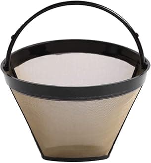 YLmeet Reusable Coffee Filters - Fits Most Cuisinart, Krups, and Ninja Coffee Makers - Permanent Gold Cone Shape Filter - Eco-Friendly Plastic and Metal Filter for Better Brewing Results