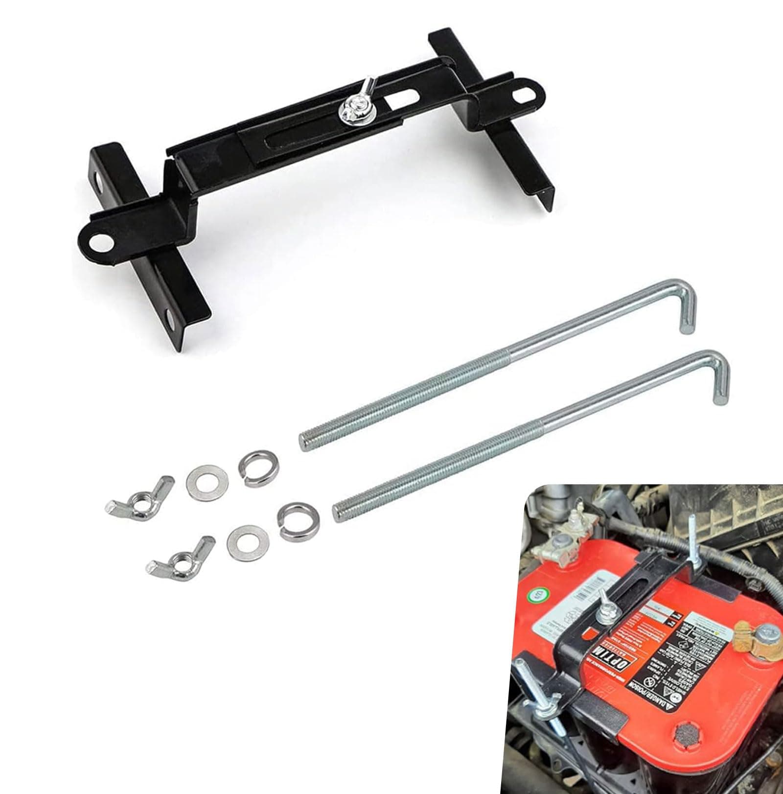 1 PC Car Power Fixed Holder, 6.69"-9.44" Adjustable and Thickened Fixed Crossbar Cable Bracket with 10.6" J Bolts, Stable Anti-sway Safety Locking Device, Universal for Cars Trucks (Black)