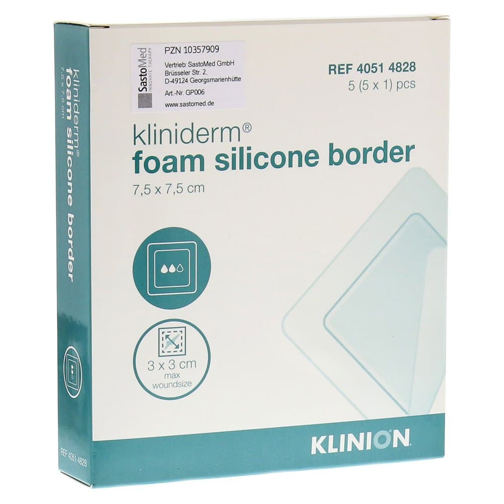 Kliniderm Foam Silicone Border Square Dressing, 7.5 x 7.5 cm