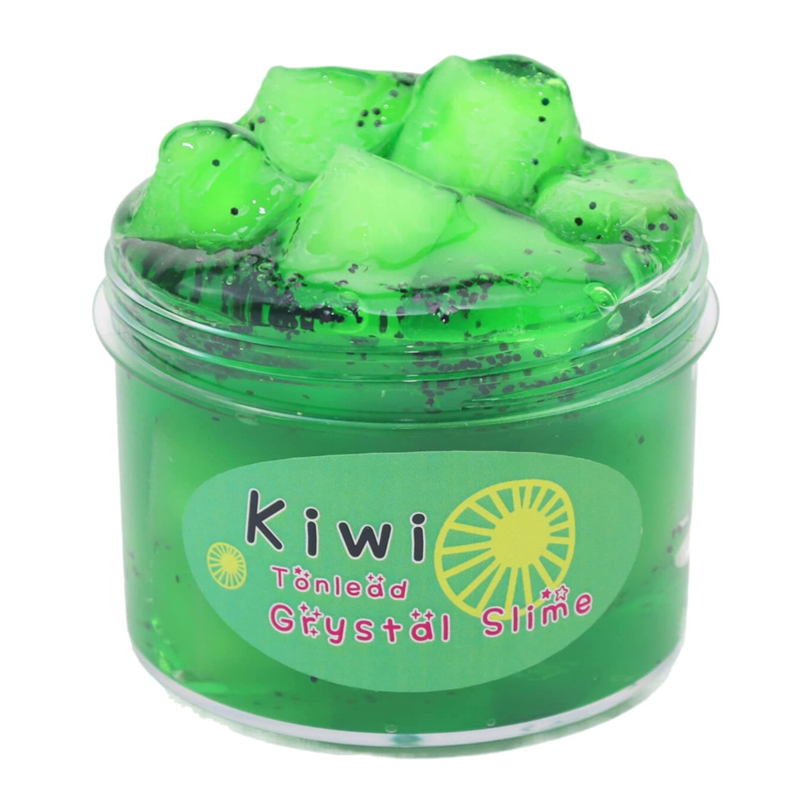 Fruit Slime Kit with Charms, 1 Pack 70ml Various Soft and Stretchy Crystal Mud Stress Relieve Sensory Toy Green Slime Toy