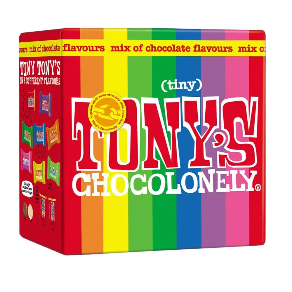 Tony's Chocolonely Tiny Tony's Gift Box - 180g Mini Chocolate Mix To Share, 10 Different Flavours, Individually Wrapped, Vegetarian, Belgian Fairtrade Chocolates