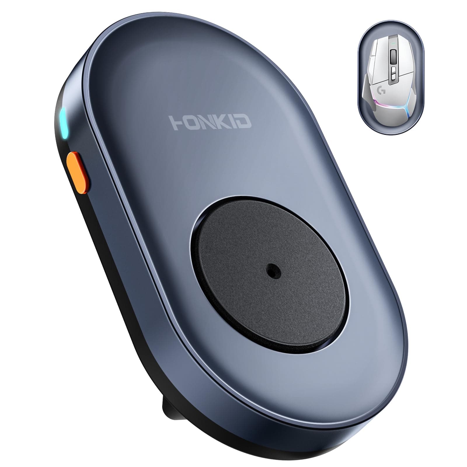 HONKID Undetectable Mouse Jiggler - Auto Mover with On/Off Switch & USB Port, No Software Needed, Prevent Sleep/Lock for Home Office & PC/Mac/Desktop (Blue Black), Perfect for Gifts/Remote Work