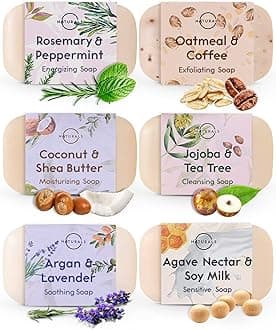 – Organic Soap Bar Set – Natural Bath & Body Soap Bars for Women & Men, Moisturizing Face and Body Bath Gift Collection, 6 Pack