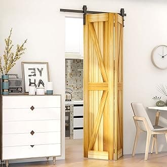 120CM/4FT Bi-Folding Sliding Barn Door Hardware,Heavy Duty Roller Track Kit，Silent and Easy to Install for 2 Doors Hardware Kit,No Door Panel,Applicable to Door Openings 90-100CM Black