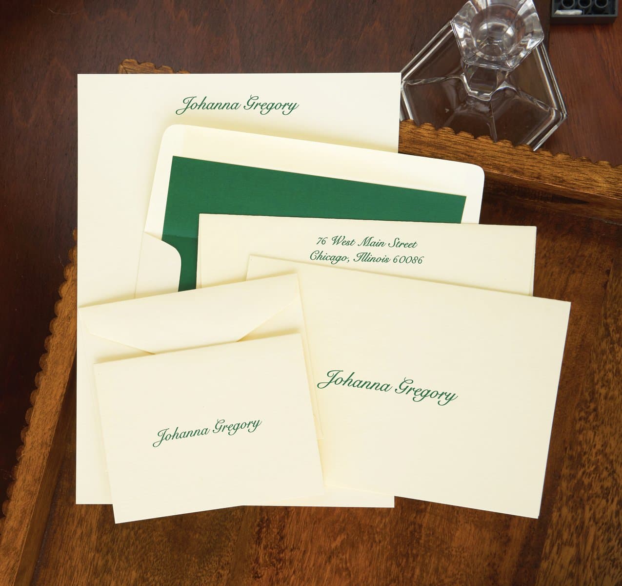 Personalized Raised Ink Ensemble Set, Enclosure Cards, Fold Notes, Sheets, Envelopes