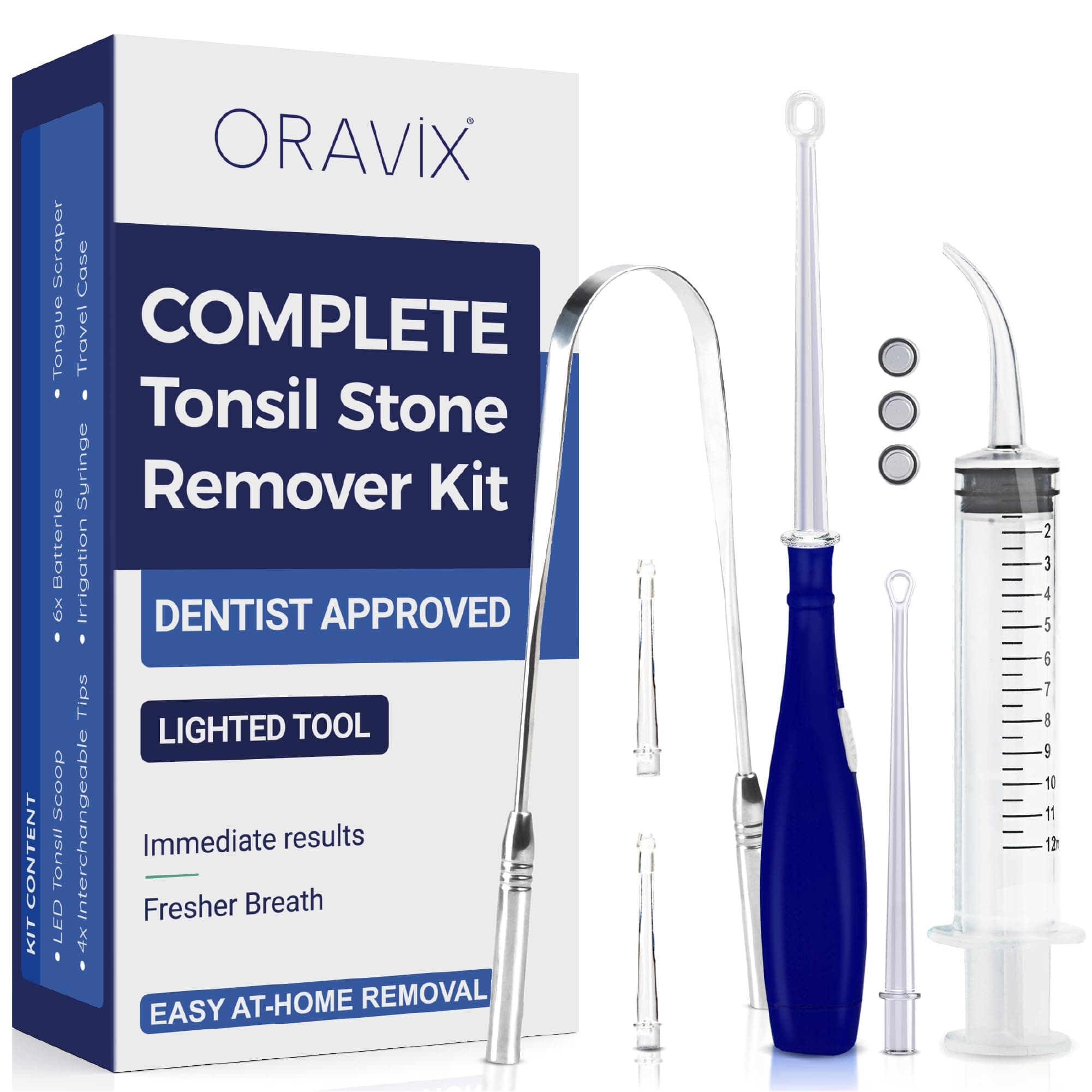 ORAVIX Tonsil Stone Remover, Tonsil Stone Removal Kit, Tonsillolith Remover Tool, Tonsil Cleaner, Fight Bad Breath, Tonsil Stone Removal Tool, Oral Irrigator, Tongue Scraper, 7 Pieces