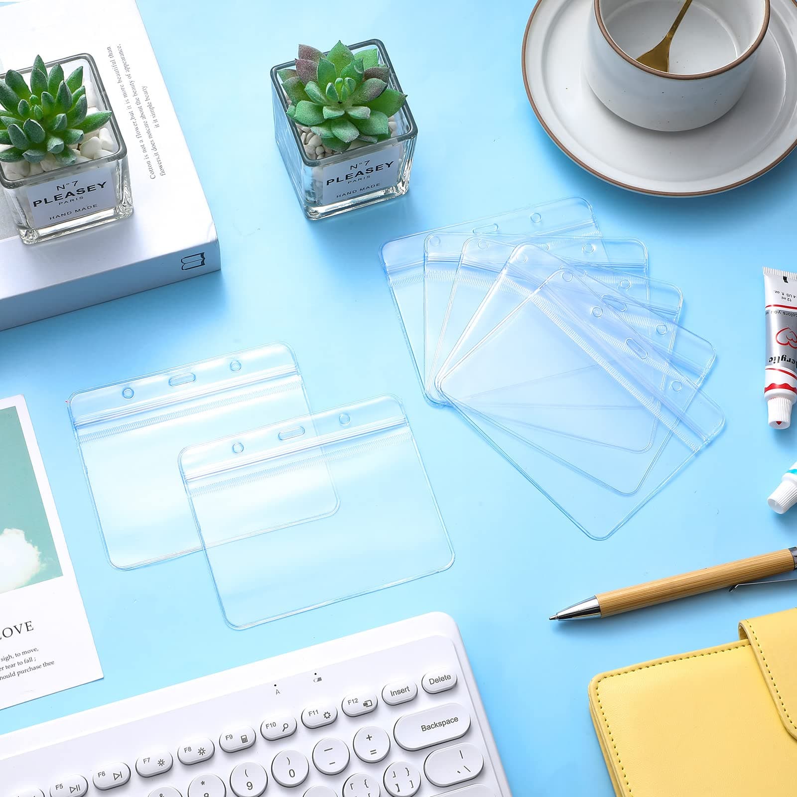 Tinlade 4.53 x 3.94 Inches Bulk Extra Thick Horizontal ID Card Name Tag Badge Holder with Waterproof Type Resealable Zip(1000 Pcs)