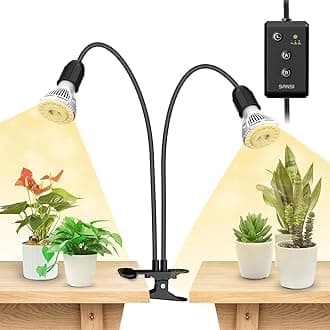 "SANSI- LED Grow Lights for Indoor Plants, Lifeless Bulb Replacement, 300W Full Spectrum with Double Gooseneck Clip, Light