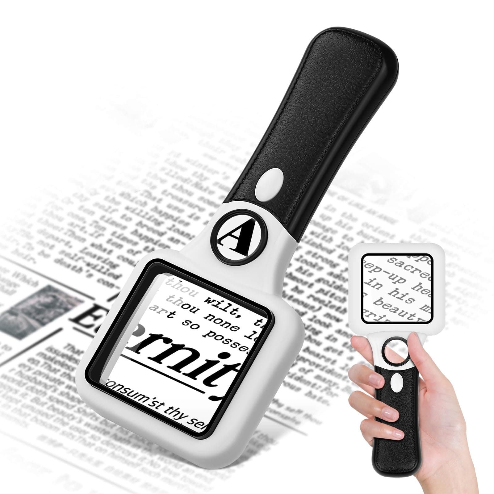 Compact Magnifying Glass with Lights,45X 10X Small Handheld Lighted Magnifier, 3 LED Light Magnifying Glass for Reading Small Prints & Low Vision Seniors Rectangle 1PACK