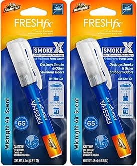 Armor All Fresh FX Smoke X Car Odor Eliminator Spray Pump by Armor All, On-The-Go Car Air Freshener Spray, Midnight Air Scent, 0.15 Oz (Pack of 2)